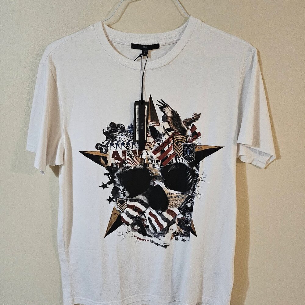 5cm Men's Graphic Print Cotton Tee Shirt - Size Large